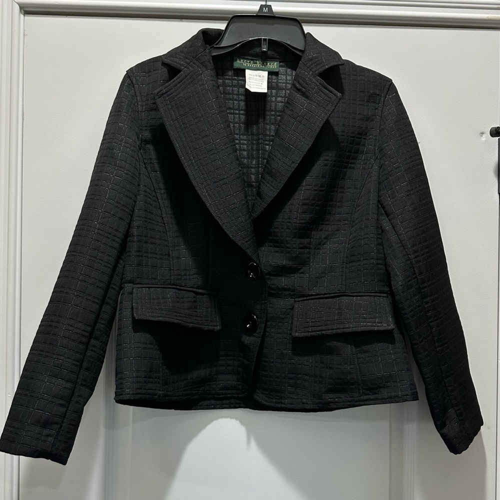 HARVE BENARD‎ Jacket Womens 8  Black Button Up Blazer EUC Textured